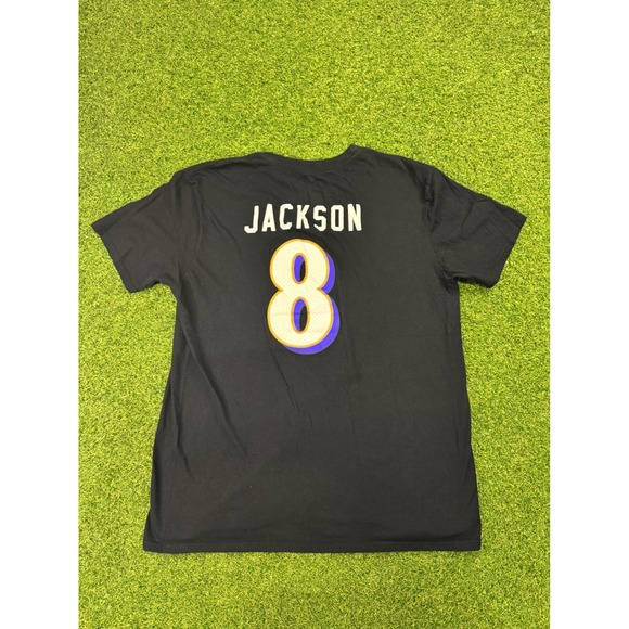 Fanatics Baltimore Ravens Lamar Jackson 8 2019 NFL Playoffs Shirt Black Mens L - Picture 5 of 6